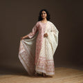 Pink - chanderi silk hand embroidery sanganeri suit set