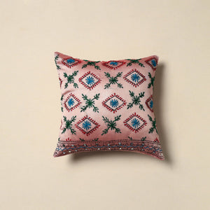 Chanderi silk hand embroidery cushion cover 09 - handcrafted