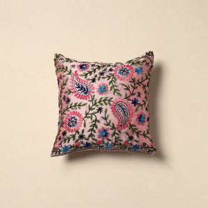 Chanderi silk hand embroidery cushion cover 11 - handcrafted