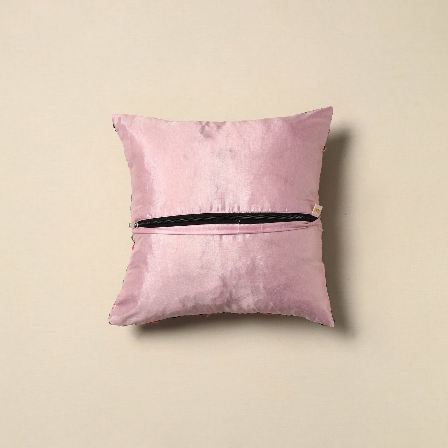 Chanderi silk hand embroidery cushion cover 11 - handcrafted