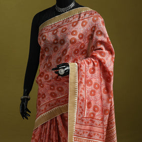 Chanderi silk hand sanganeri saree with ghicha border 27