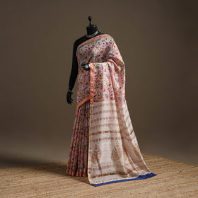 Chanderi silk hand sanganeri saree with zari border 05