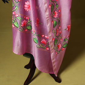 Pink - chanderi silk handpainted pichwai dupatta 08
