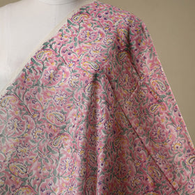 Pink - chanderi silk sanganeri fabric 06 - handcrafted