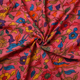 Pink Chanderi Silk Srikalahasti Pen Kalamkari Fabric