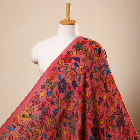 Pink Chanderi Silk Srikalahasti Pen Kalamkari Fabric