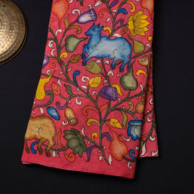Pink Chanderi Silk Srikalahasti Pen Kalamkari Fabric