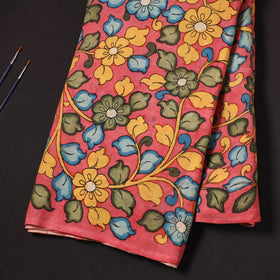 Pink Chanderi Silk Srikalahasti Pen Kalamkari Fabric