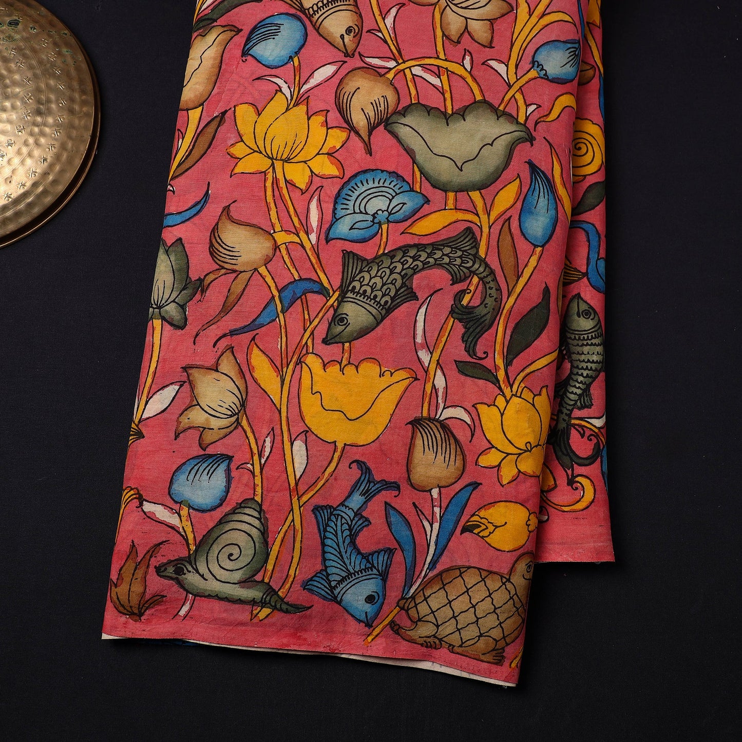 Pink - chanderi silk srikalahasti pen kalamkari fabric 10