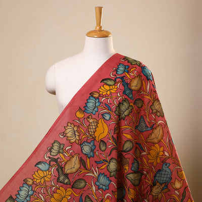 Pink - chanderi silk srikalahasti pen kalamkari fabric 10