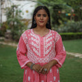 Chikankari Hand Embroidered Mul Cotton Short Kurta for Women