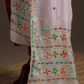 Chinon silk hand embroidered phulkari dupatta 02