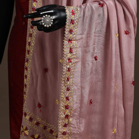 Chinon silk hand embroidered phulkari dupatta 12