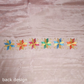 Pink - chinon silk hand embroidery phulkari saree 04