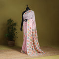 Pink - chinon silk hand embroidery phulkari saree 04