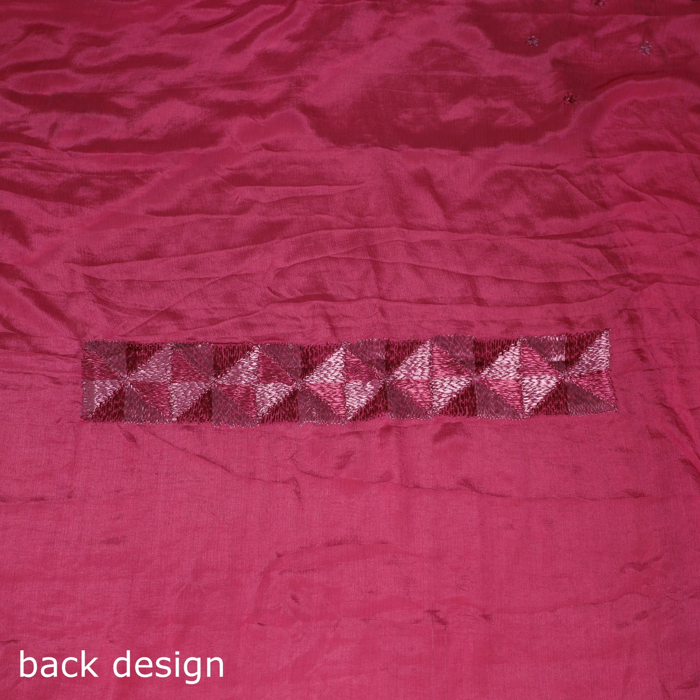 Pink - chinon silk hand embroidery phulkari saree 14