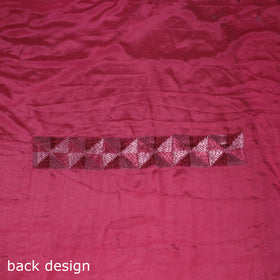Pink - chinon silk hand embroidery phulkari saree 14