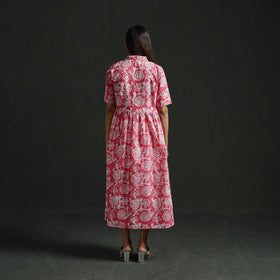Collared neck buttoned down flared cotton hand block batik