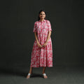 Collared neck buttoned down flared cotton hand block batik