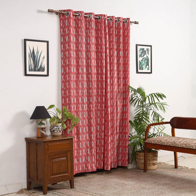 Pink - cotton door pochampally ikat curtain (7 x 3 feet)