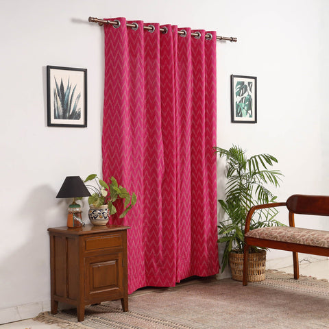 Pink - cotton door pochampally ikat curtain (7 x 3 feet)