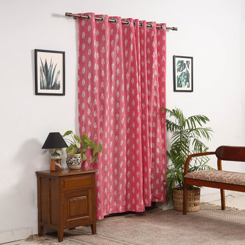 Pink - cotton door pochampally ikat curtain (7 x 3 feet)
