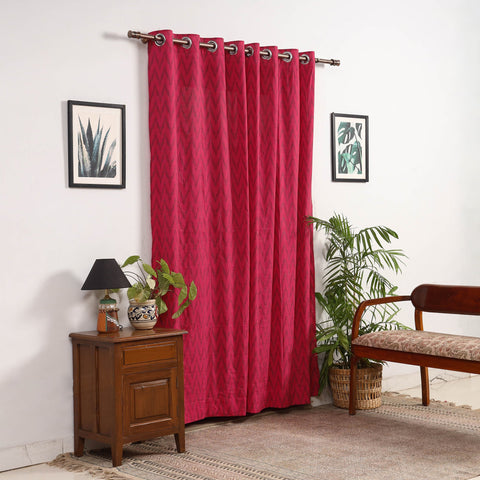 Pink - cotton door pochampally ikat curtain (7 x 3 feet)