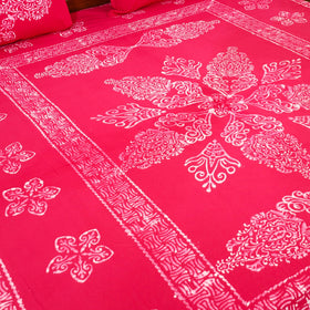 Buy Pink Cotton Double Hand Batik Print Bed Sheet Set