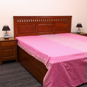 Pink - cotton double handloom bed cover (108 x 90 in) 104