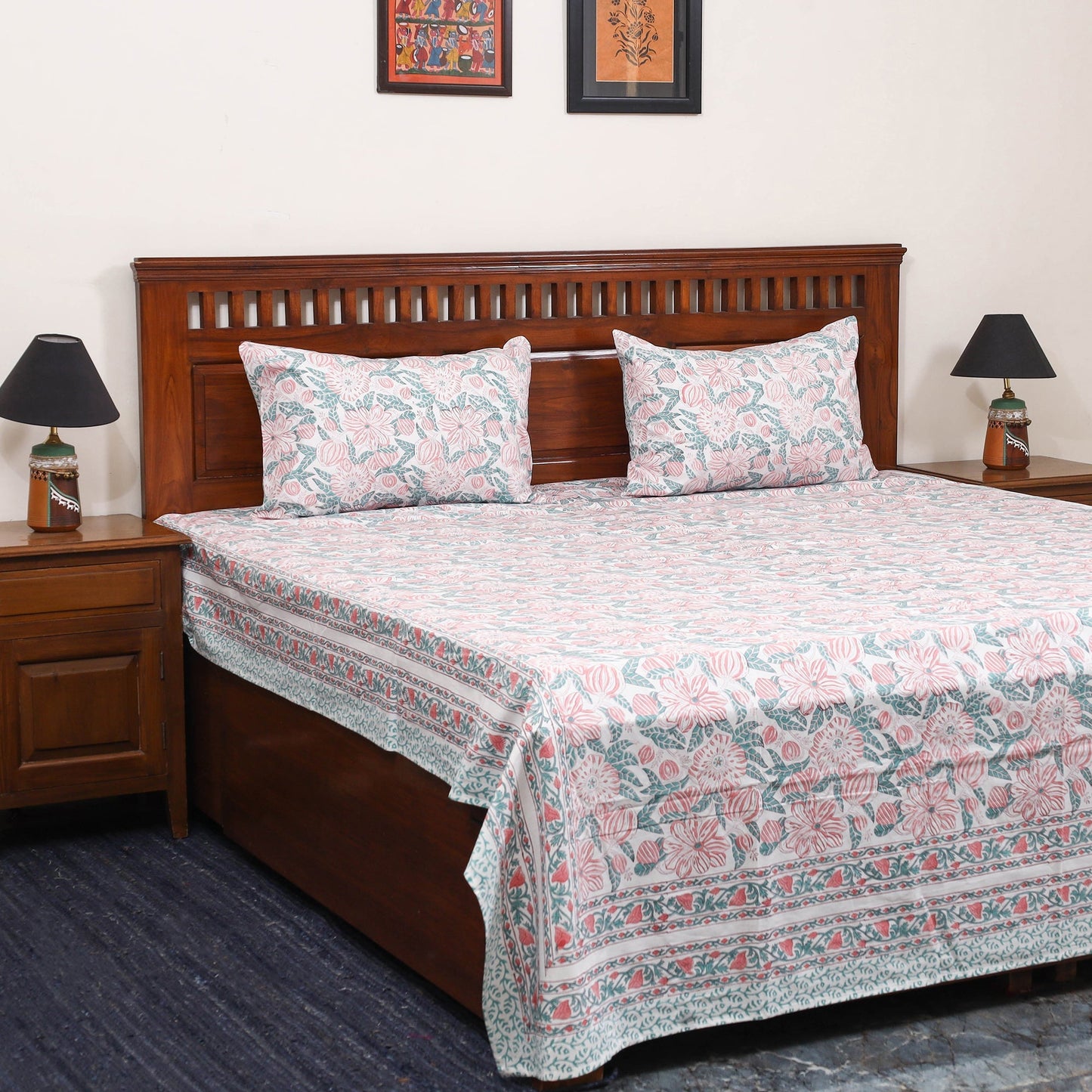 Cotton double sanganeri bed sheet set (108 x 90 in) 03