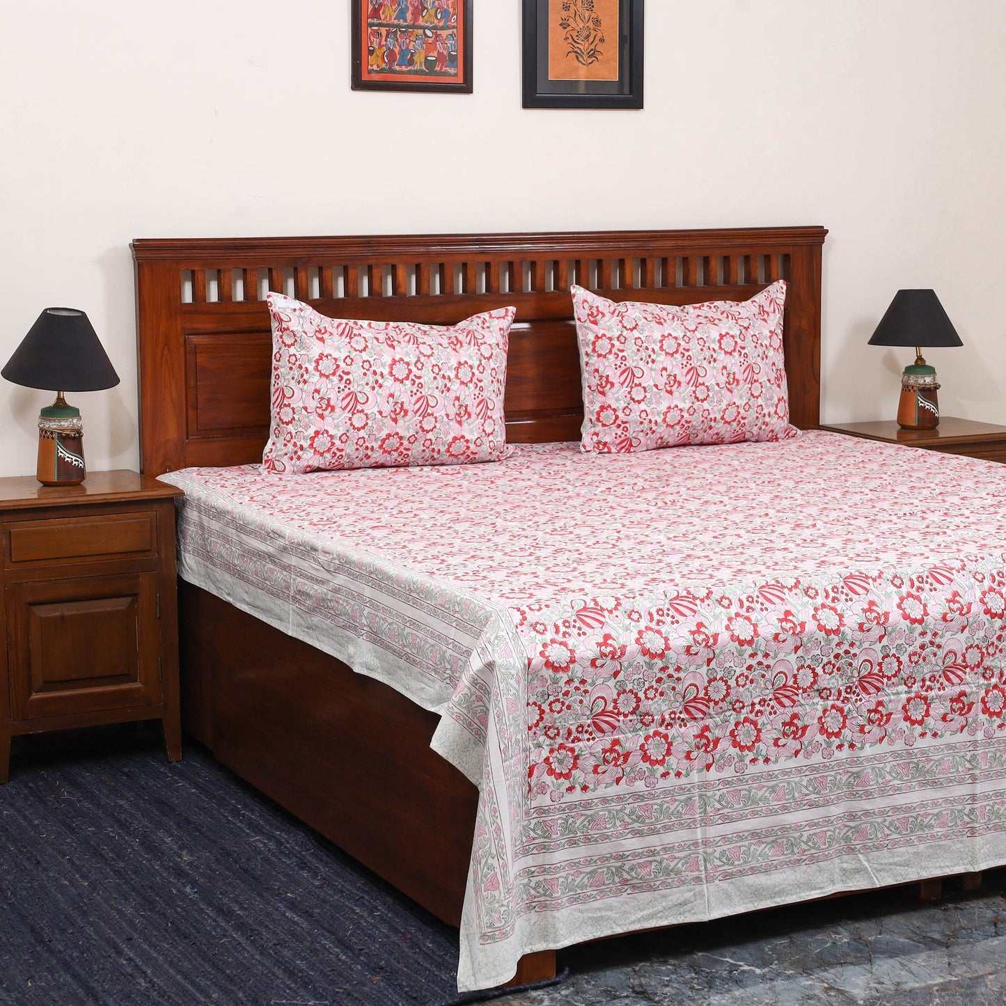 Cotton double sanganeri bed sheet set (108 x 90 in) 04