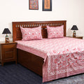 Pink - cotton double sanganeri bed sheet set (108 x 90 in)