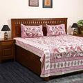 Pink - cotton double sanganeri bed sheet set (108 x 90 in)