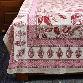 Pink - cotton double sanganeri bed sheet set (108 x 90 in)