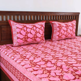 Pink - Block Print Cotton Double Sanganeri Bed Sheet
