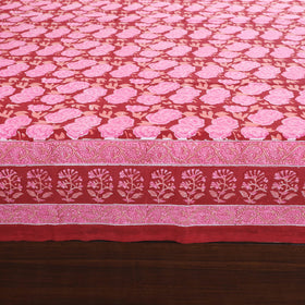 Pink - Block Print Cotton Double Sanganeri Bed Sheet