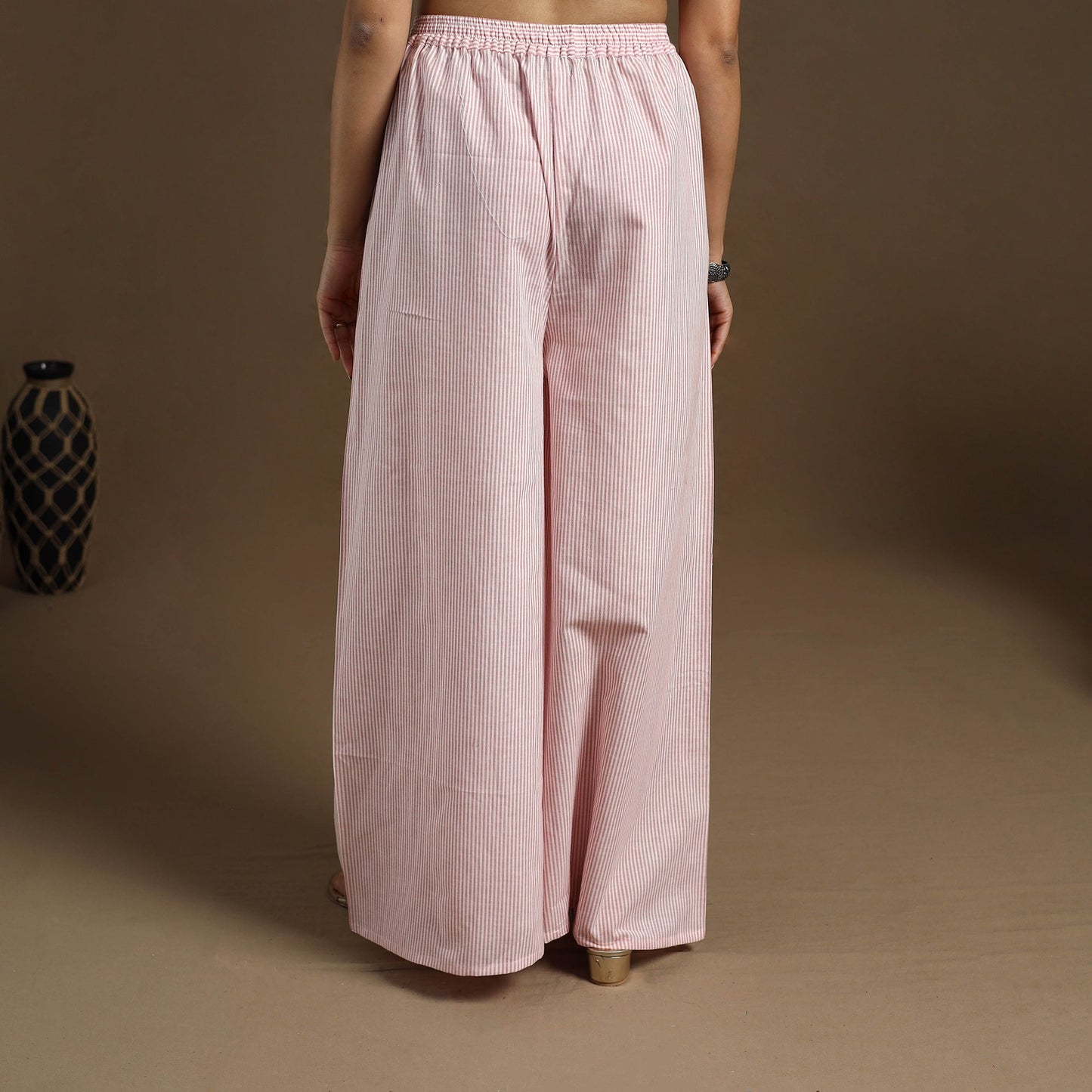 Buy Cotton Pink Flared Plain Palazzo