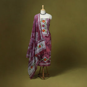 Pink - cotton hand batik 3pc unstitched dress material 03