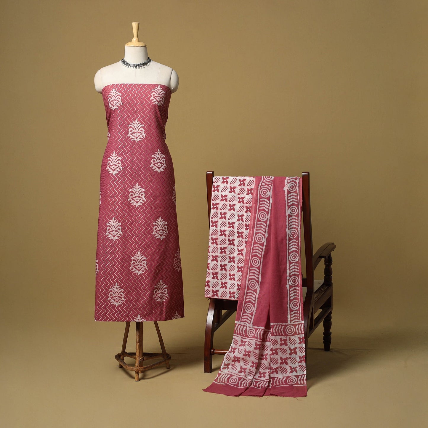 Cotton hand batik 3pc unstitched dress material 07