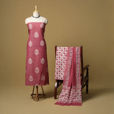 Cotton hand batik 3pc unstitched dress material 07