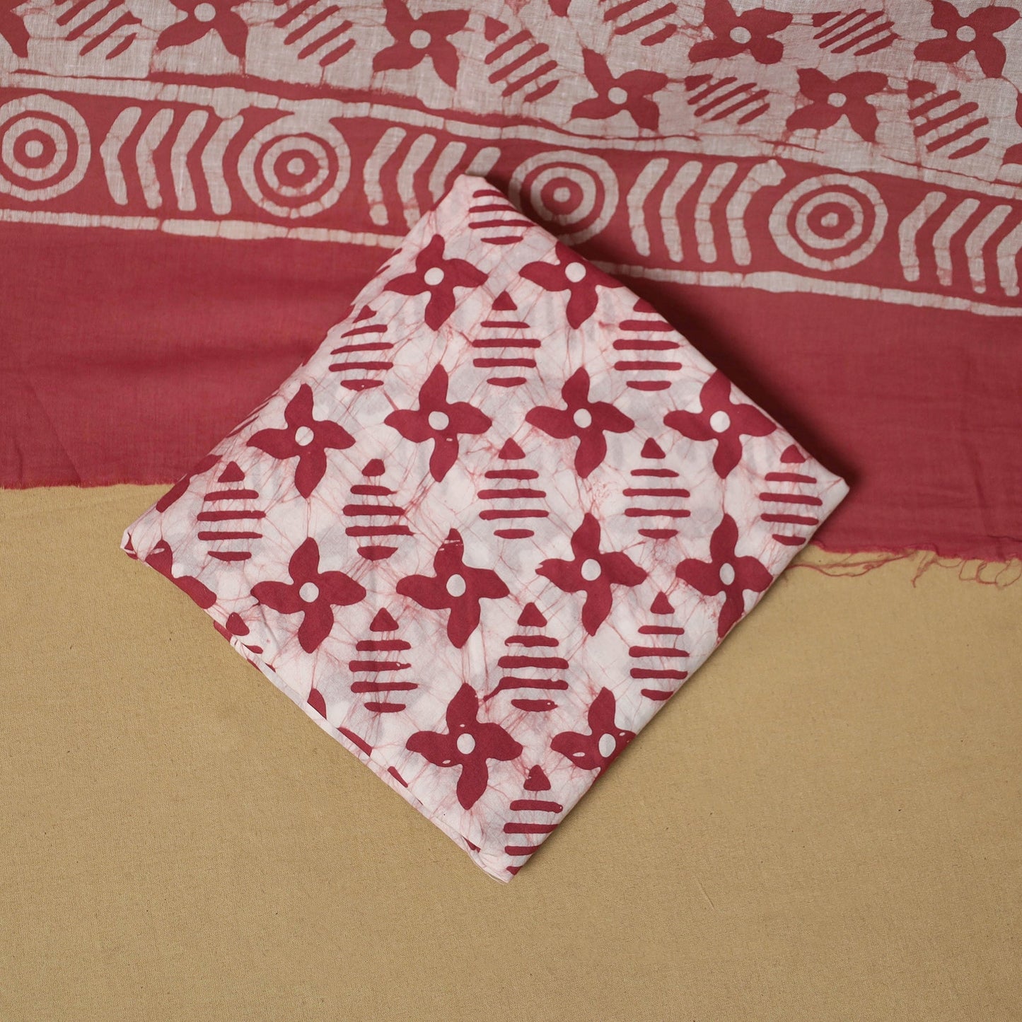 Cotton hand batik 3pc unstitched dress material 07