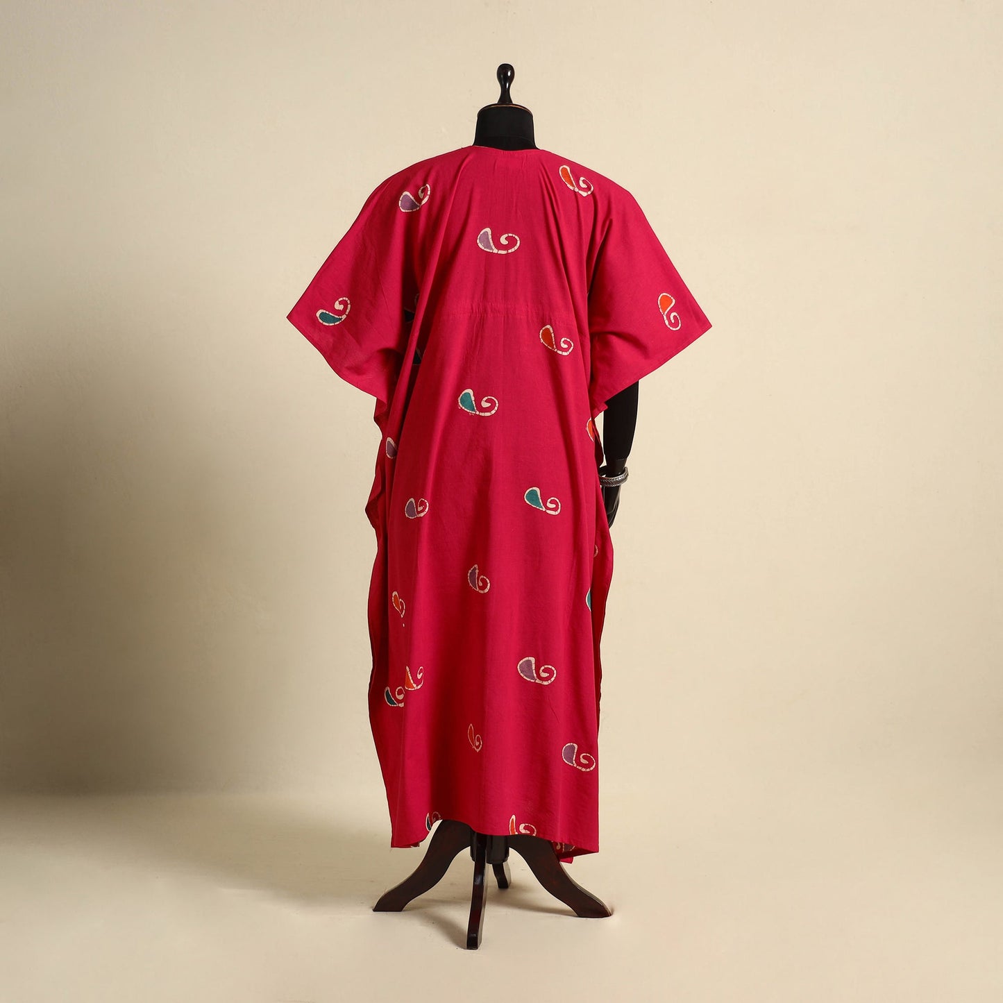 Pink - cotton hand batik kaftan with tie-up waist (long) 12