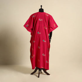 Pink - cotton hand batik kaftan with tie-up waist (long) 12