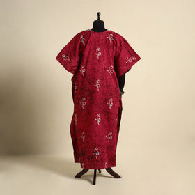 Pink - cotton hand batik kaftan with tie-up waist (long) 13