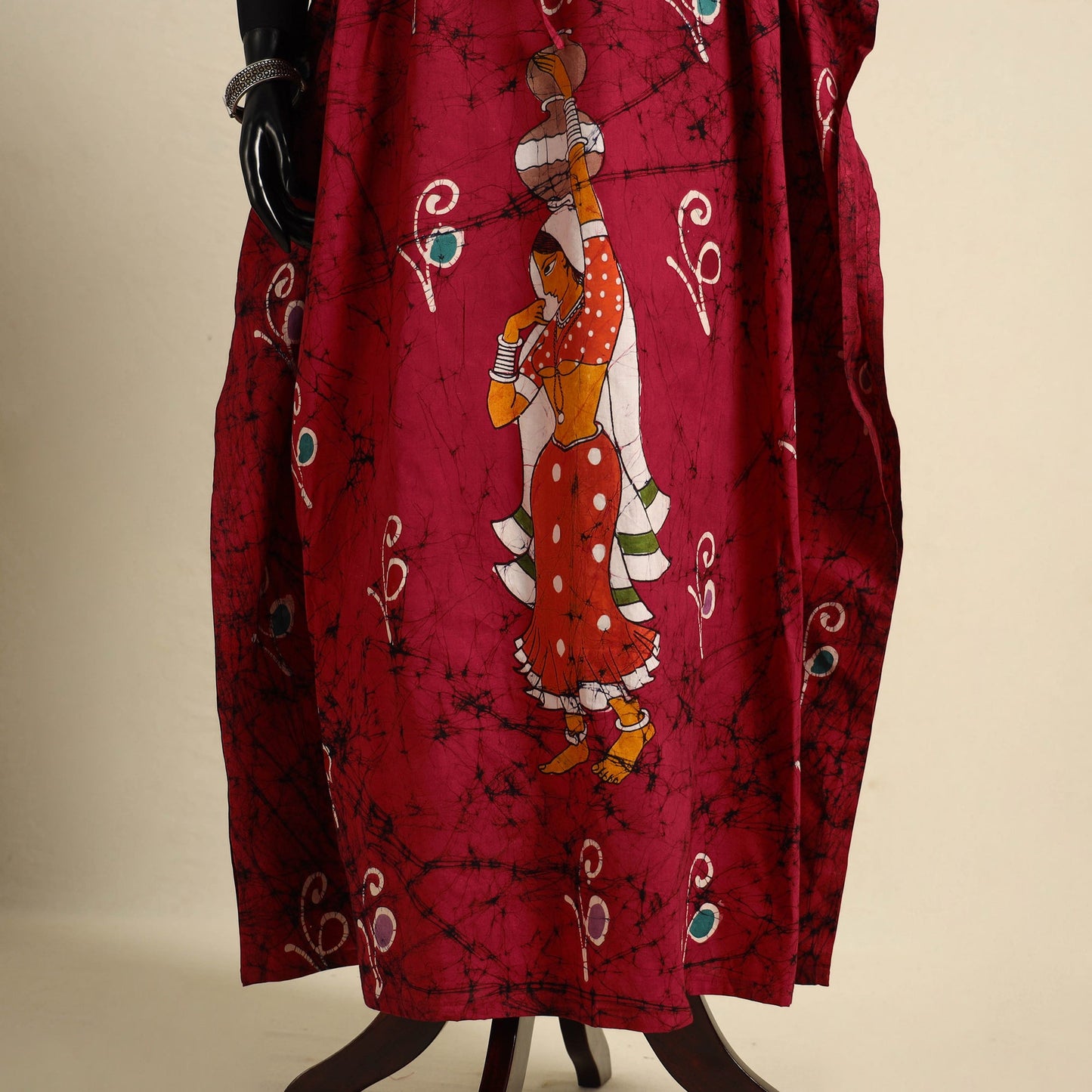 Pink - cotton hand batik kaftan with tie-up waist (long) 13