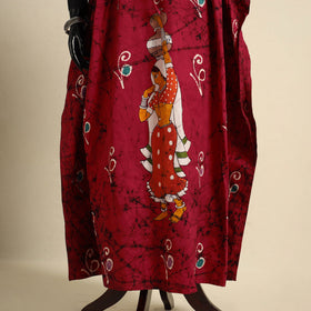 Pink - cotton hand batik kaftan with tie-up waist (long) 13