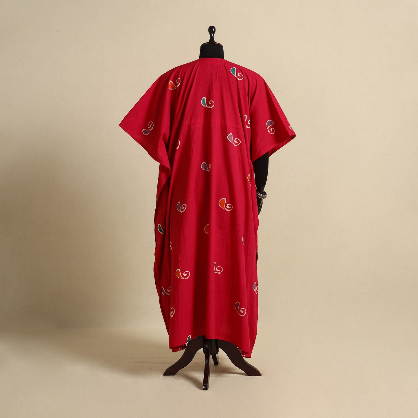 Pink - cotton hand batik kaftan with tie-up waist (long) 15