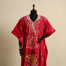 Pink - cotton hand batik kaftan with tie-up waist (long) 15