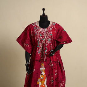 Pink - cotton hand batik kaftan with tie-up waist (long) 16