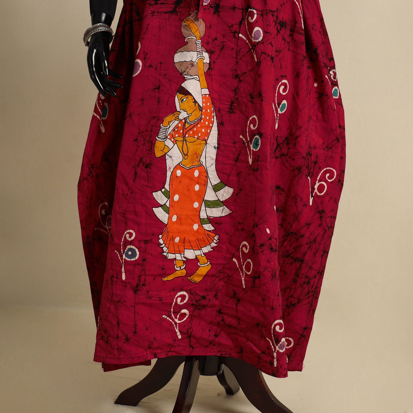 Pink - cotton hand batik kaftan with tie-up waist (long) 16